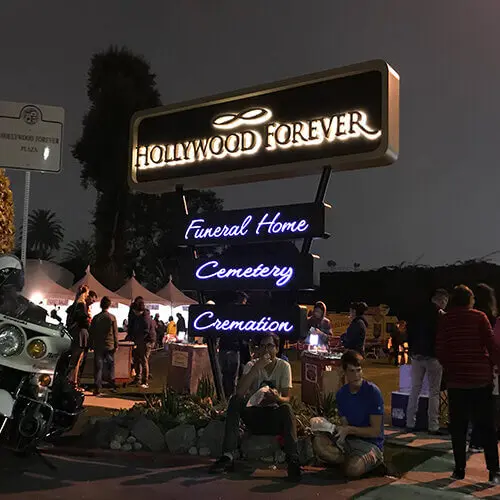 Hollywood forever sign at nigth